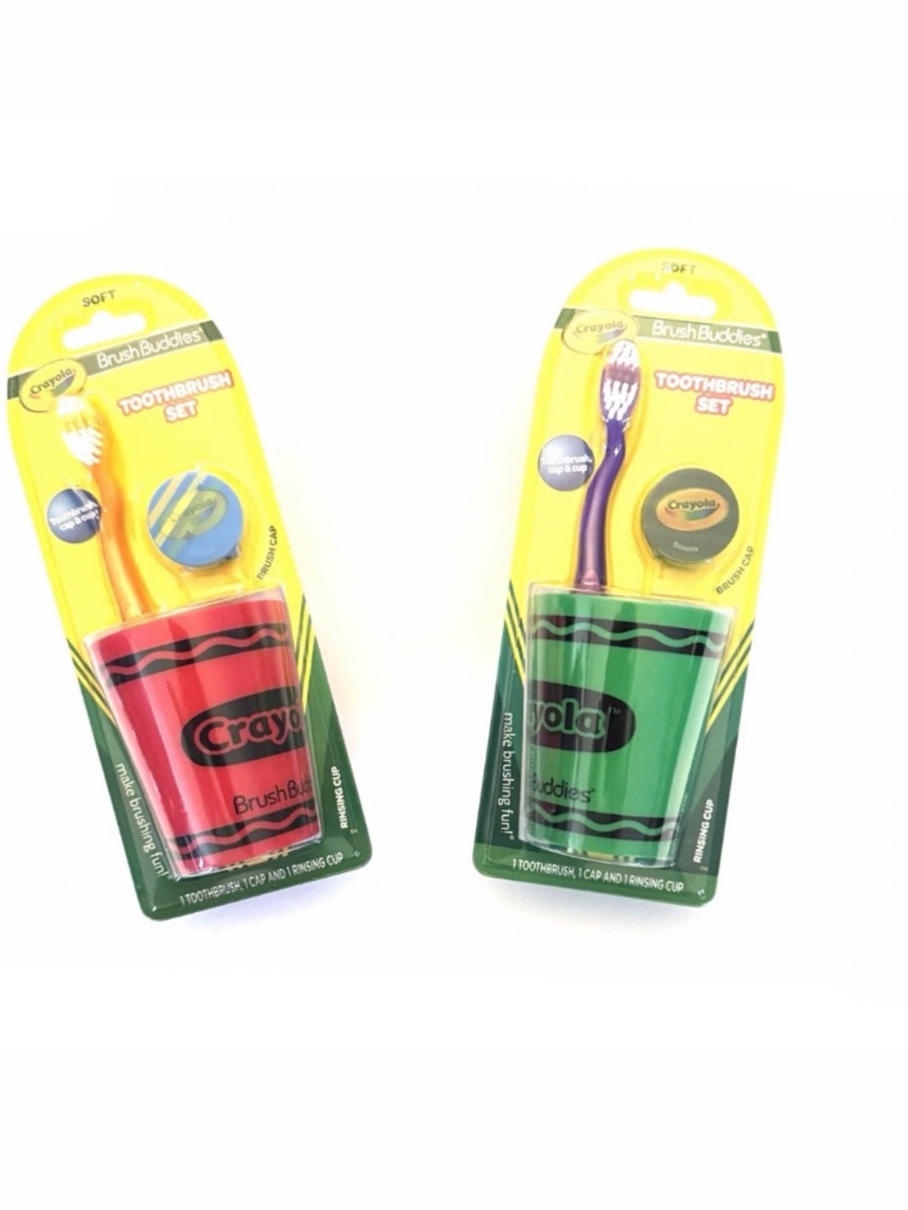 Crayola Toothbrush Set Red and Green Crayon Tumbler Cups